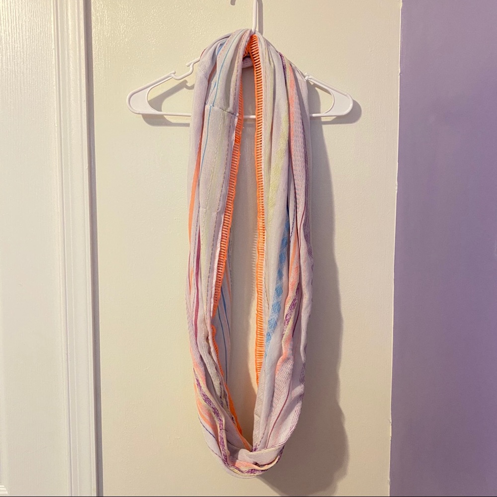 Colorful Neon Circle Infinity Scarf -Orange Purple